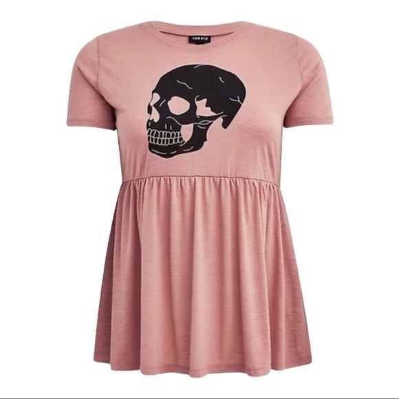torrid Tops - TORRID BABYDOLL TOP - HERITAGE SLUB SKULL PINK